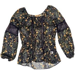 Vera Wang Princess Sheer Floral and Lace Blouse Size Med